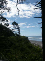 Inspiring coastline descends abruptly to the sand, June 25. (The Cascadia fault under the Pacific Ocean could create a tsunami from Alaska to California that would carry more clout than Hurricane Katrina clobbering the Gulf in 2005.)